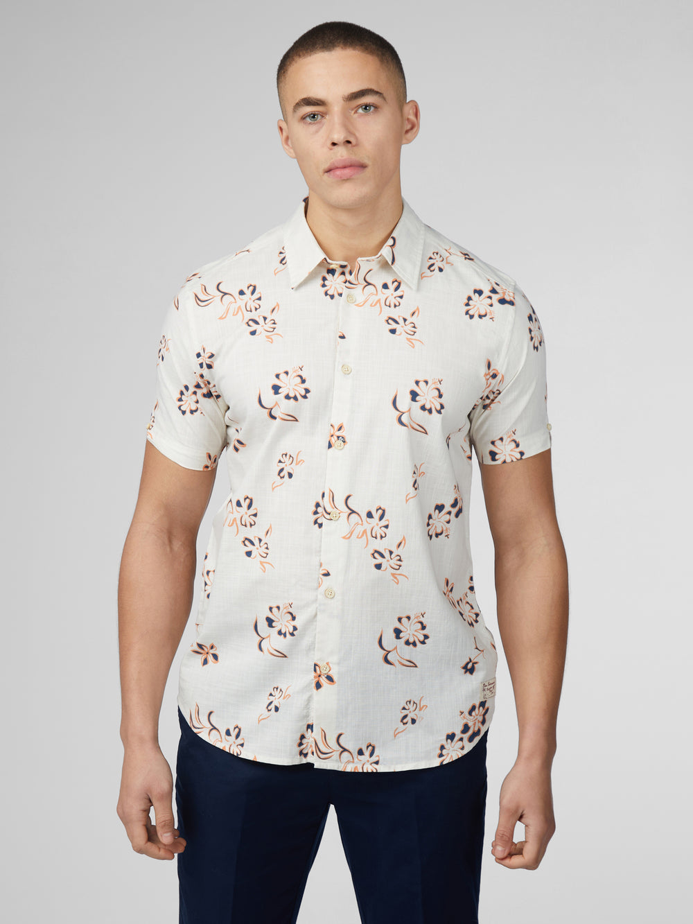 Ben Sherman Signature Linear Floral Shirts White | IERBUQ-270