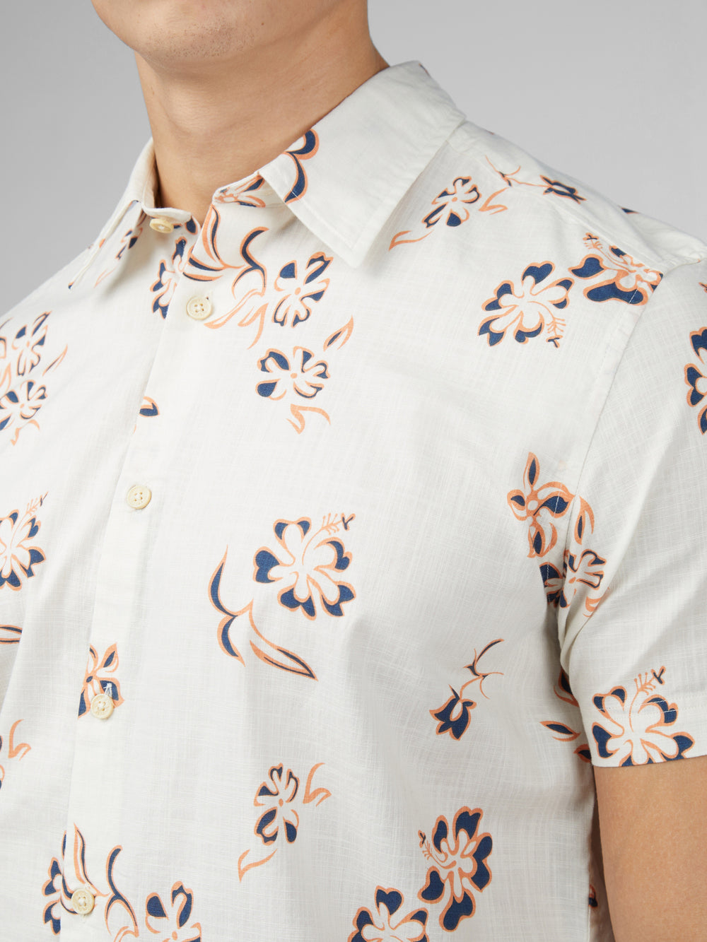 Ben Sherman Signature Linear Floral Shirts White | IERBUQ-270