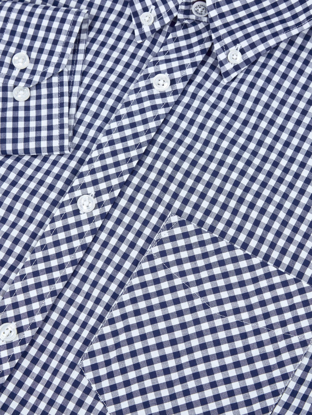 Ben Sherman Signature Long-Sleeve Gingham Shirts Dark Blue | GQJRZO-987