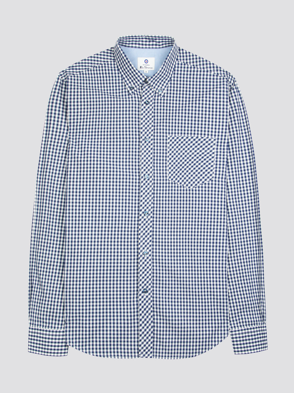 Ben Sherman Signature Long-Sleeve Gingham Shirts Dark Blue | GQJRZO-987