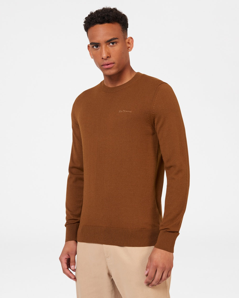 Ben Sherman Signature Merino Crewneck Knitwear Brown | KAYWPU-529