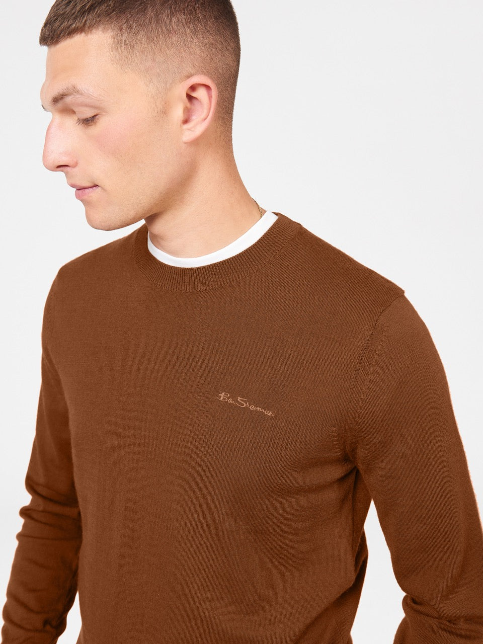 Ben Sherman Signature Merino Crewneck Knitwear Brown | KAYWPU-529