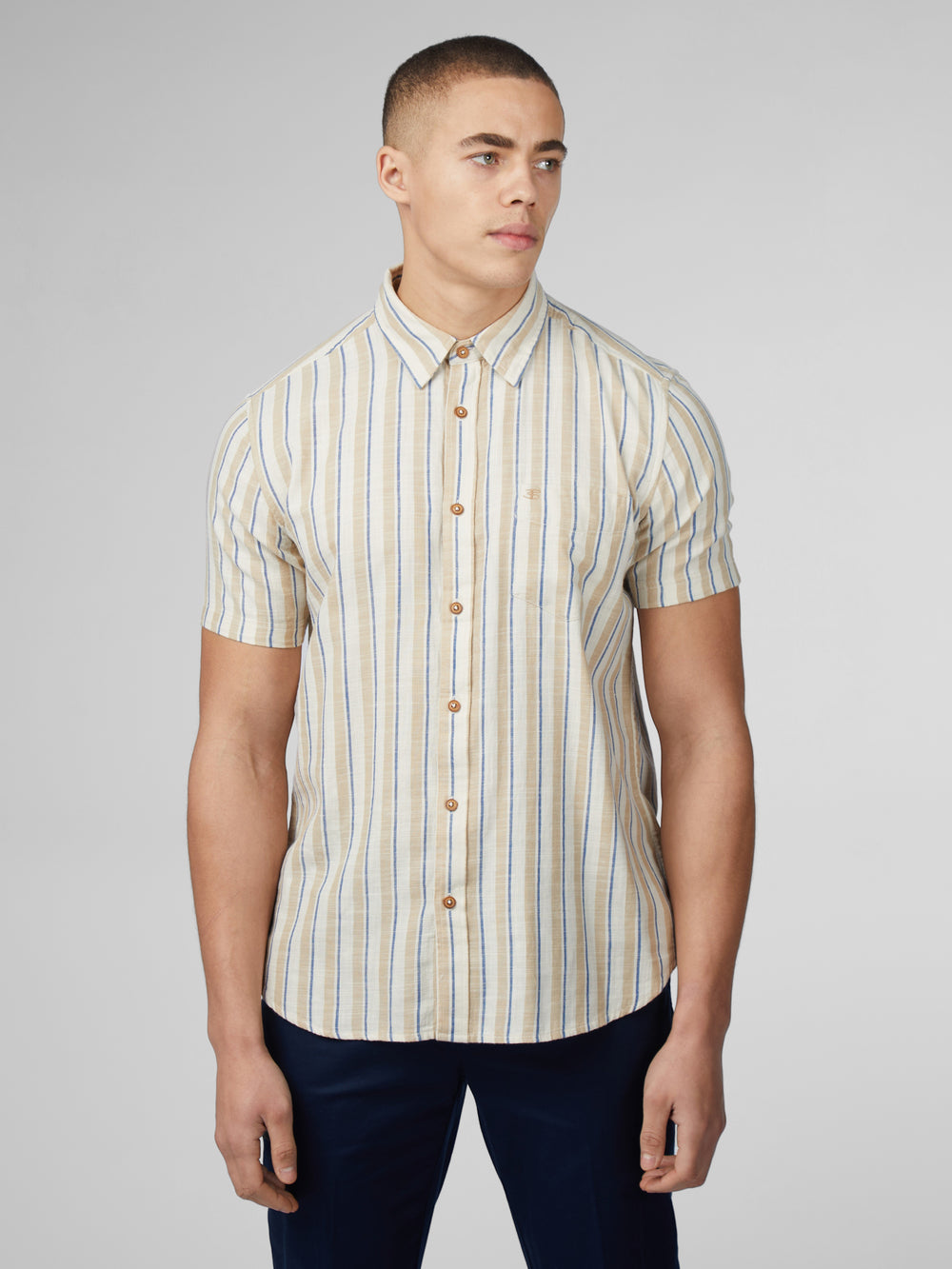 Ben Sherman Signature Mod Stripe Shirts White | BOJYAI-136