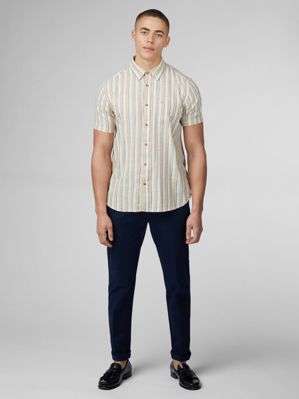 Ben Sherman Signature Mod Stripe Shirts White | BOJYAI-136