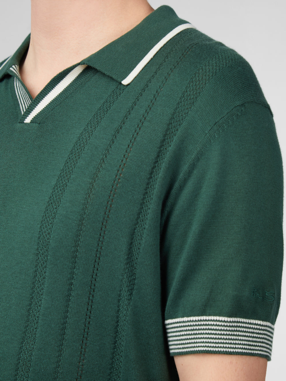 Ben Sherman Signature Open Neck Polo Knitwear Green | GQFWEH-614