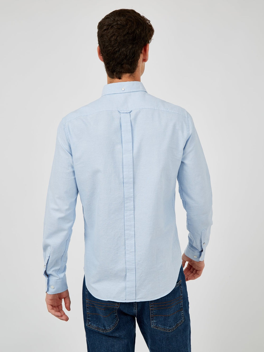 Ben Sherman Signature Organic Long-Sleeve Oxford Shirts Blue | BHIFXC-039