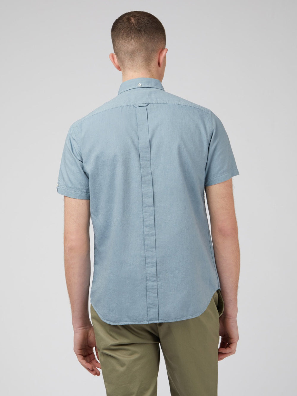 Ben Sherman Signature Organic Short-Sleeve Oxford Shadow Shirts Blue Grey | EWMFAY-068