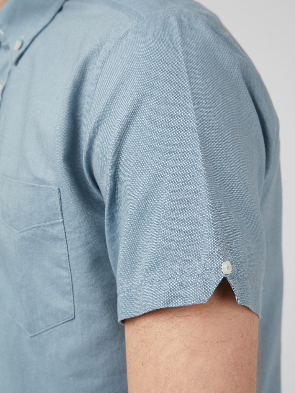 Ben Sherman Signature Organic Short-Sleeve Oxford Shadow Shirts Blue Grey | EWMFAY-068