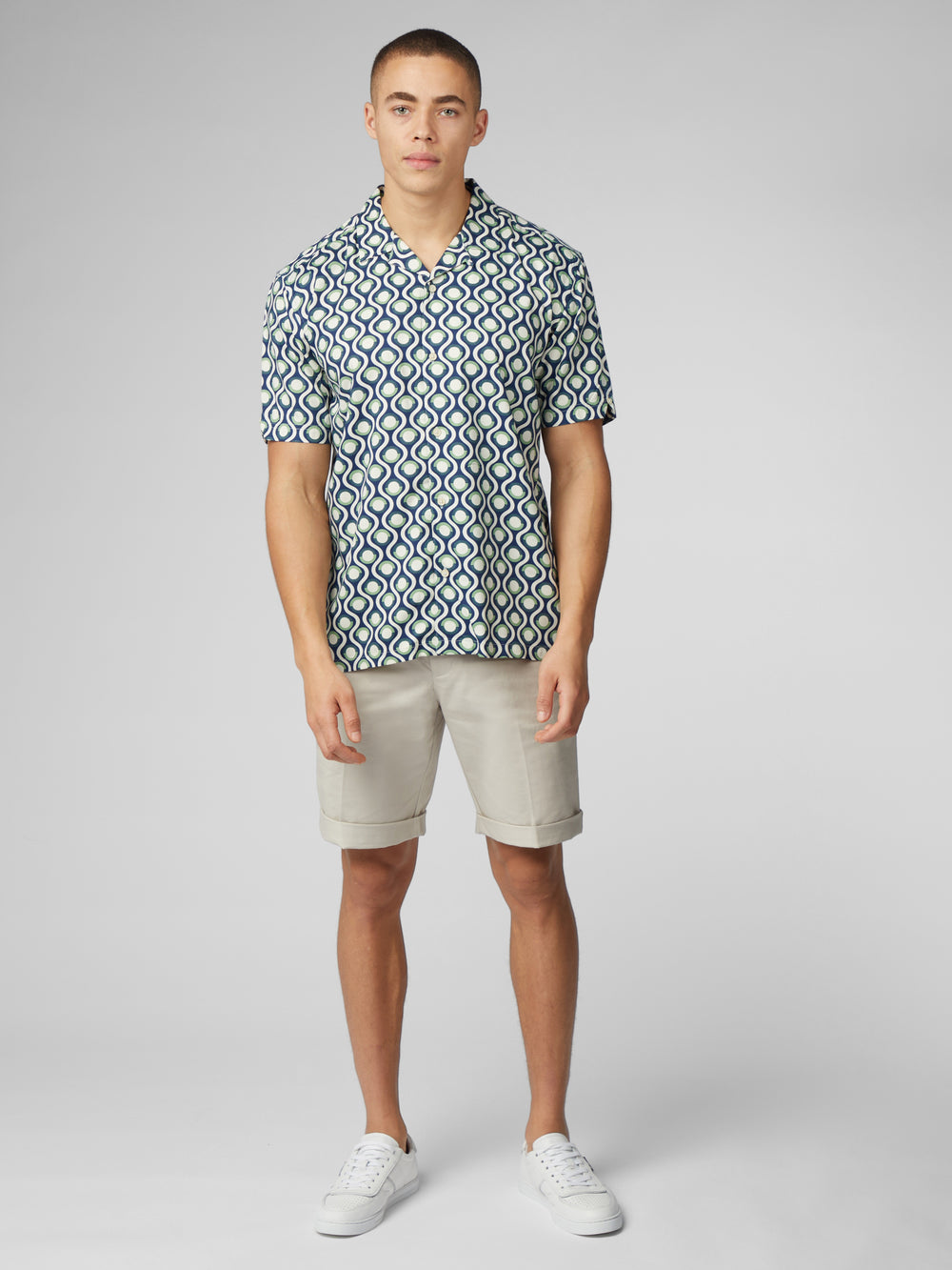 Ben Sherman Signature Retro Geo Shirts Green | UZMIFX-482