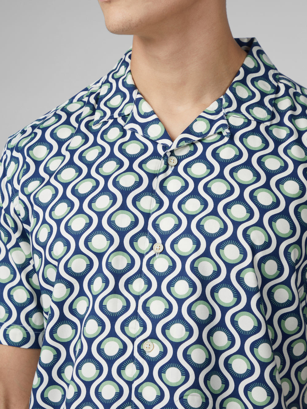 Ben Sherman Signature Retro Geo Shirts Green | UZMIFX-482