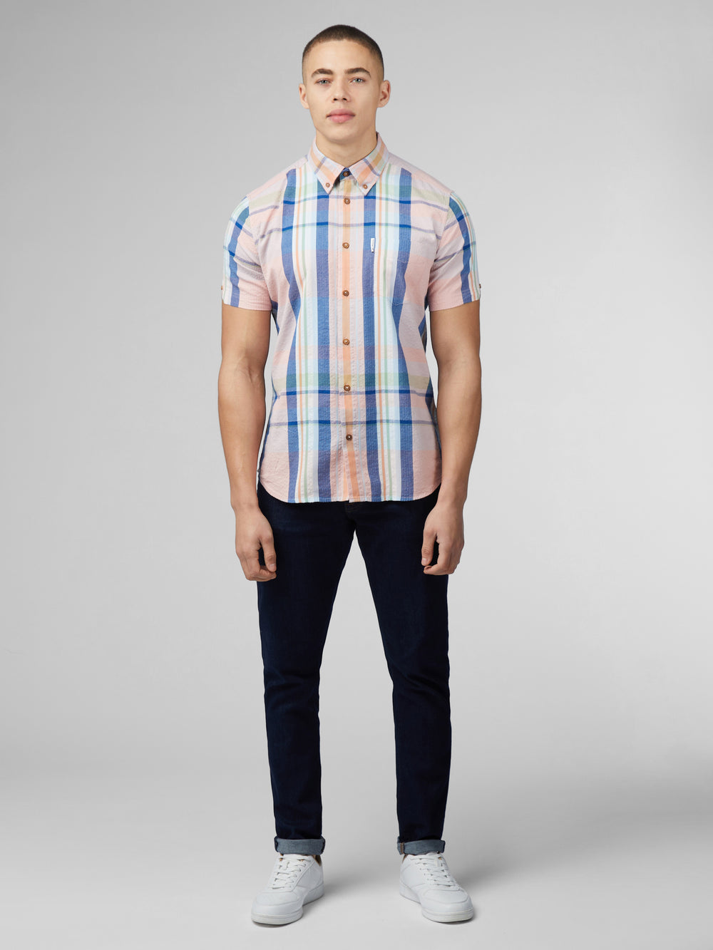 Ben Sherman Signature Seersucker Check Shirts Pink | LKNFWM-036