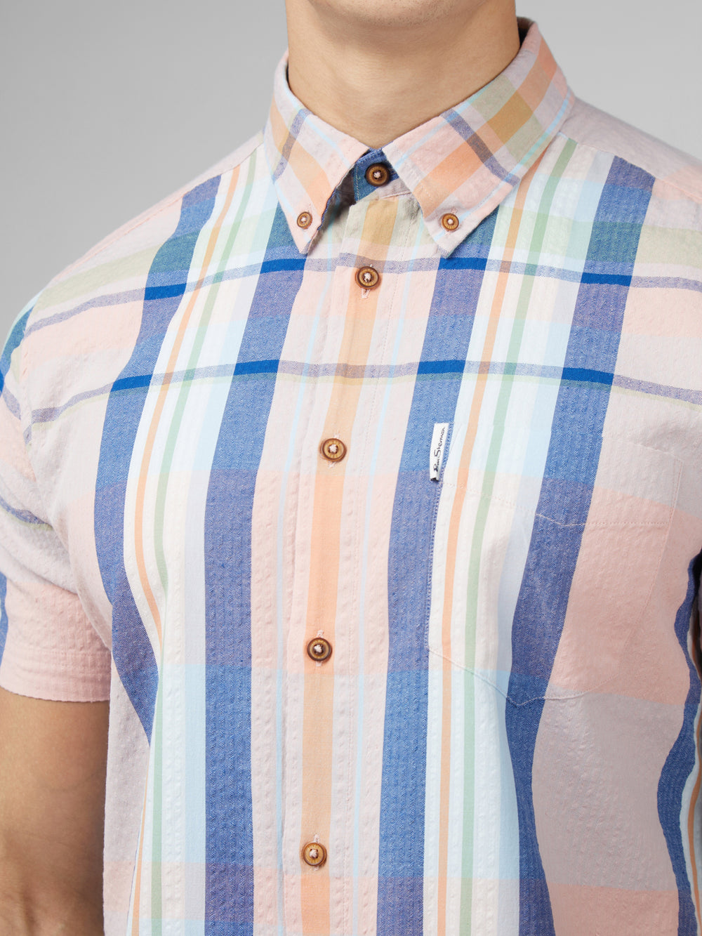 Ben Sherman Signature Seersucker Check Shirts Pink | LKNFWM-036