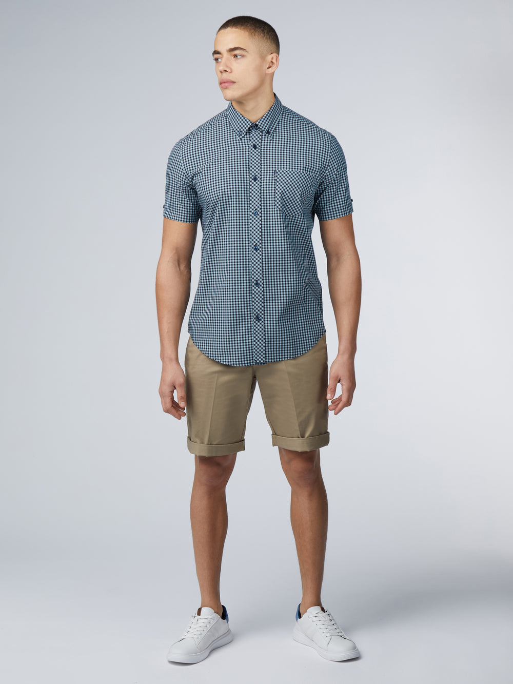 Ben Sherman Signature Short Sleeve Gingham Shirts Blue | BDUCNE-047