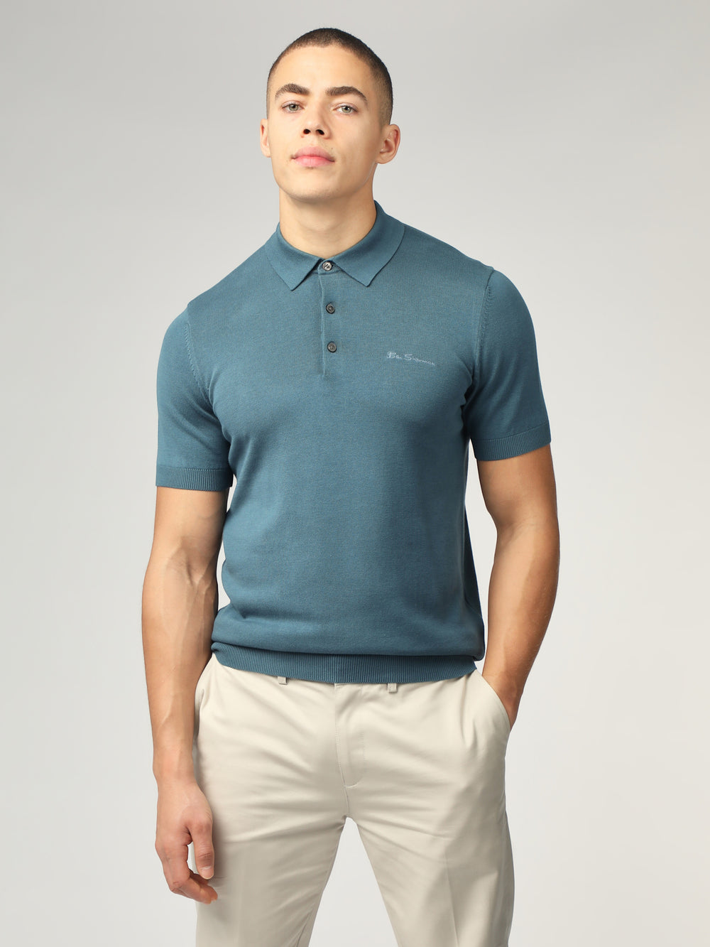 Ben Sherman Signature Short Sleeve Polo Knitwear Turquoise | SLYGZC-351