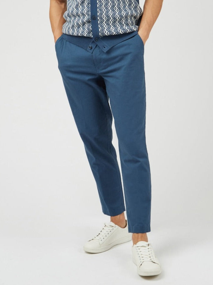 Ben Sherman Signature Slim Taper Linen Pants Blue | DESKFY-849