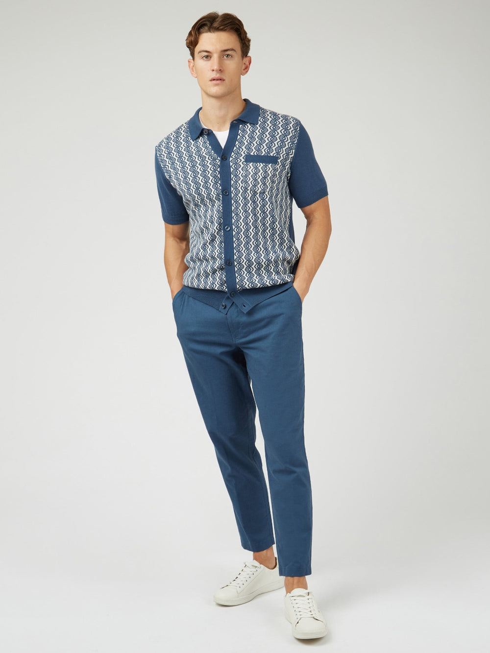 Ben Sherman Signature Slim Taper Linen Pants Blue | DESKFY-849