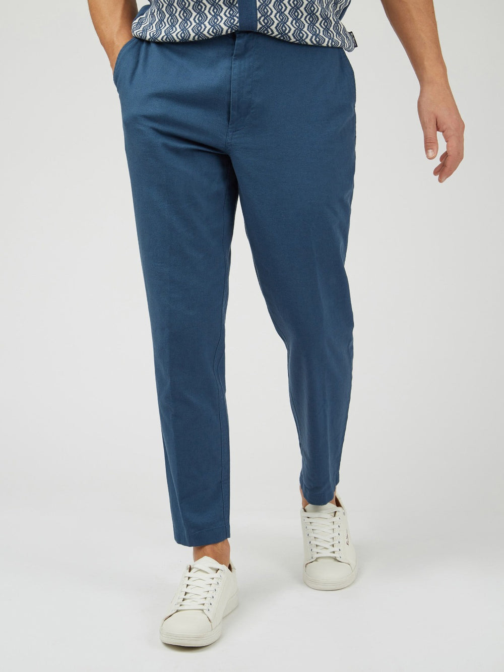 Ben Sherman Signature Slim Taper Linen Pants Blue | DESKFY-849