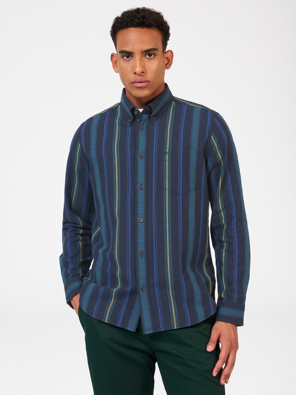 Ben Sherman Signature Striped Oxford Shirts Green | ZBHWAE-863