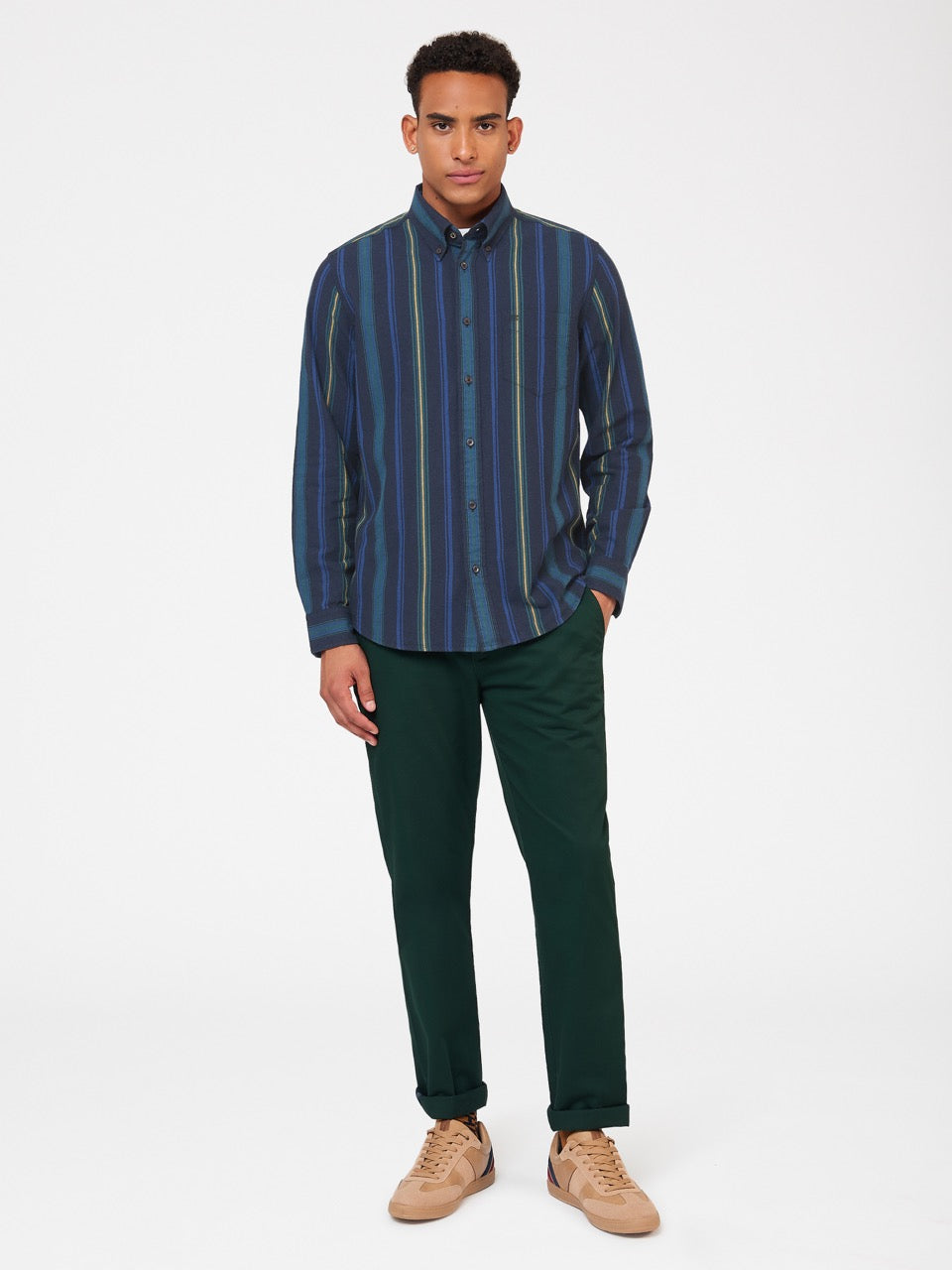 Ben Sherman Signature Striped Oxford Shirts Green | ZBHWAE-863