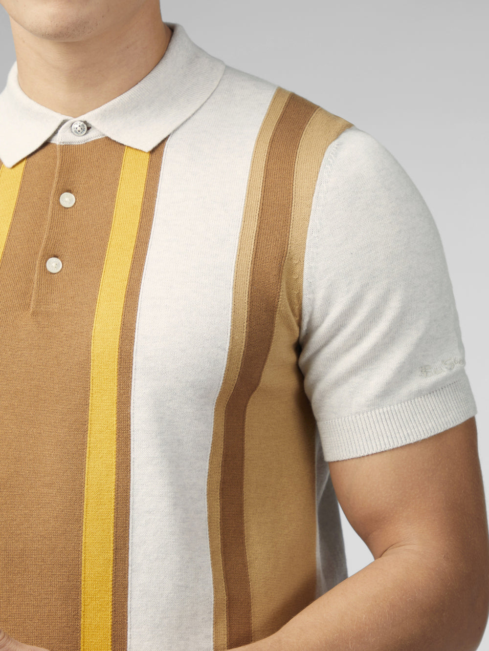 Ben Sherman Signature Vertical Stripe Polo Knitwear White | XVLOMG-842