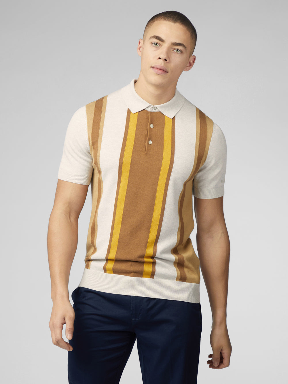 Ben Sherman Signature Vertical Stripe Polo Knitwear White | XVLOMG-842