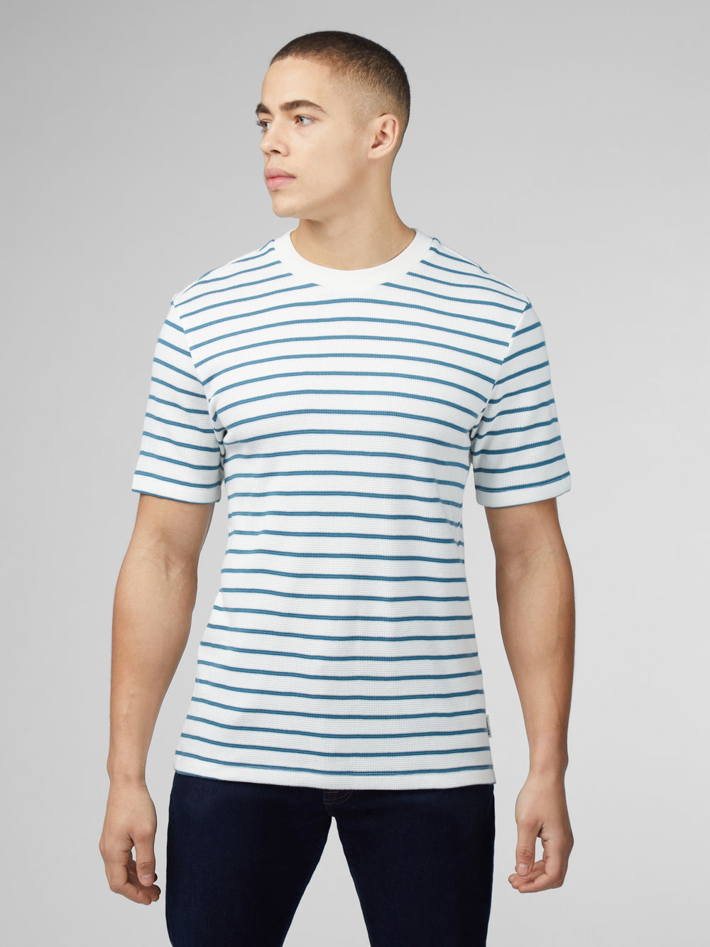 Ben Sherman Signature Waffle Stripe T-Shirt White | OHCWZB-904