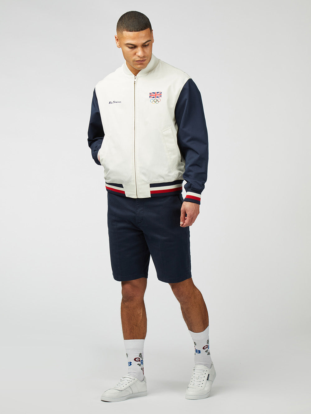 Ben Sherman Team GB Commercial Bomber Jackets White | ZYUSEB-873