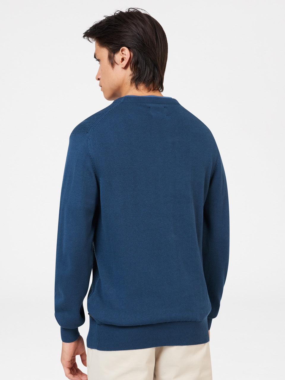 Ben Sherman Textured Crewneck Knitwear Indigo | FBSUOT-492