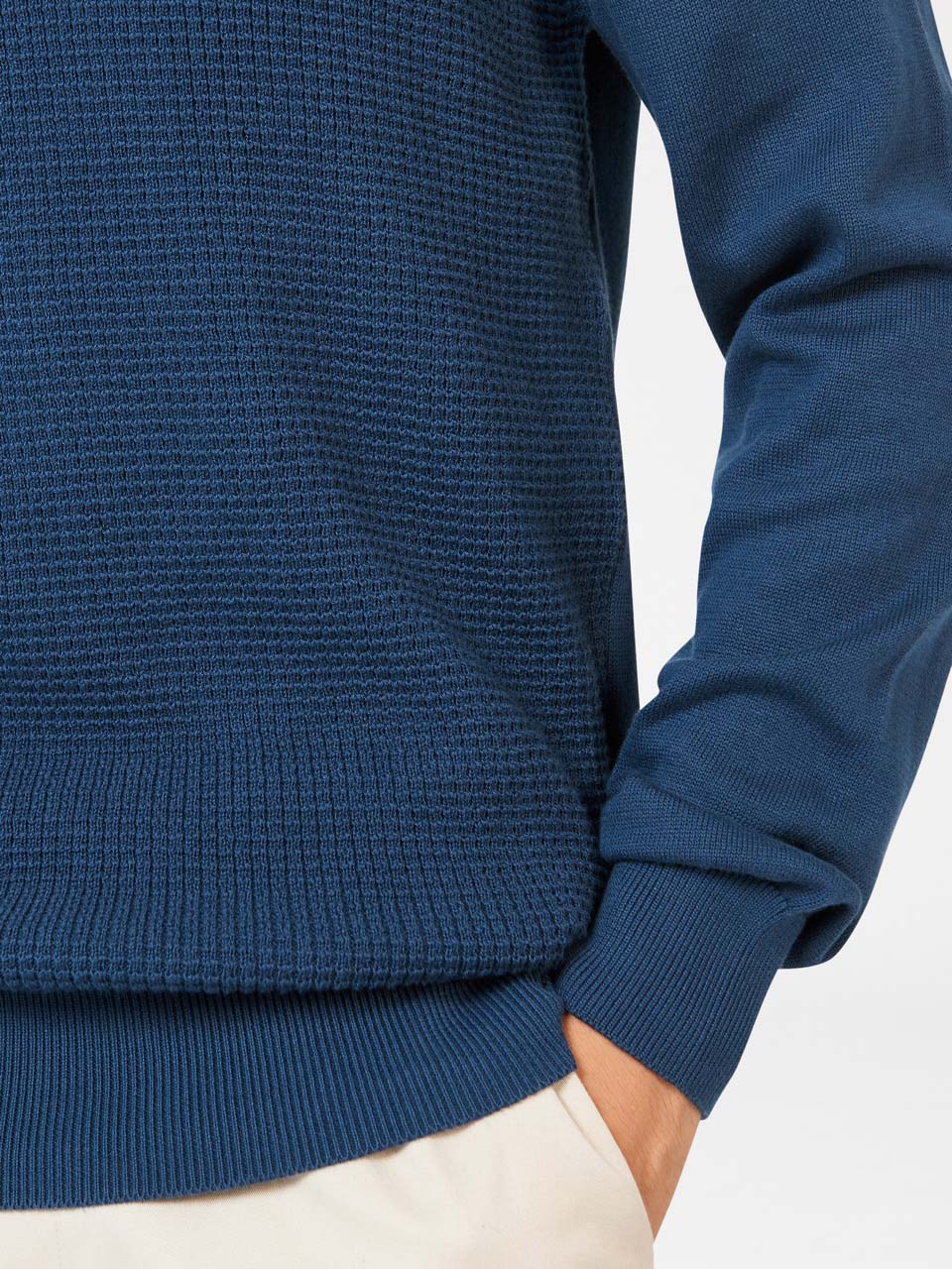 Ben Sherman Textured Crewneck Knitwear Indigo | FBSUOT-492