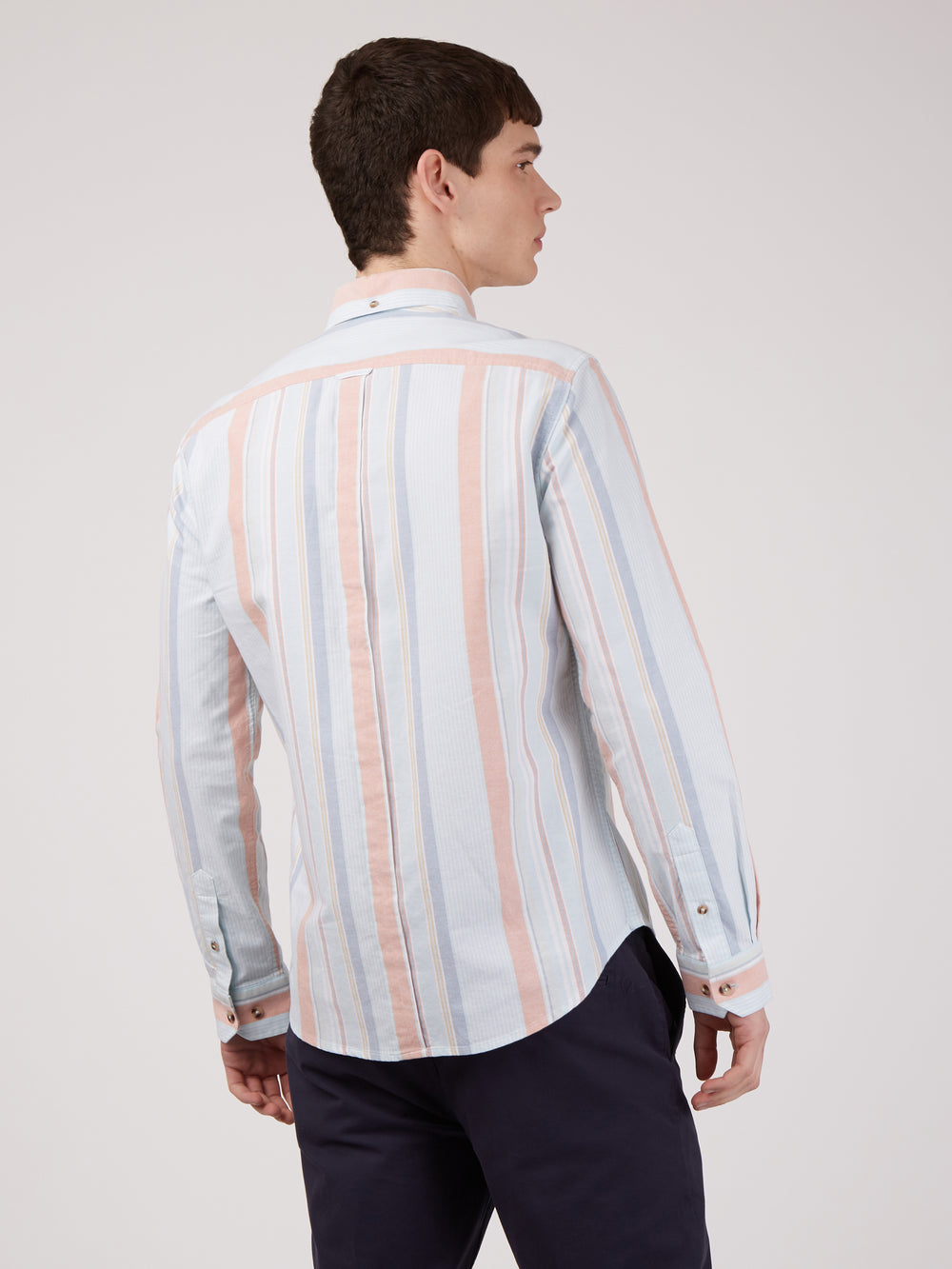 Ben Sherman The Oxford Ivy Stripe Long-Sleeve Shirts Blue | SEGMYD-630