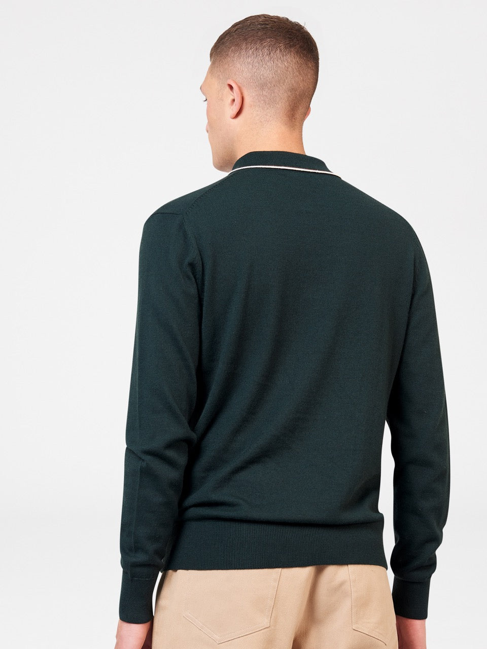 Ben Sherman Tipped Merino Polo Neck Sweaters Dark Green | JYEMDH-705