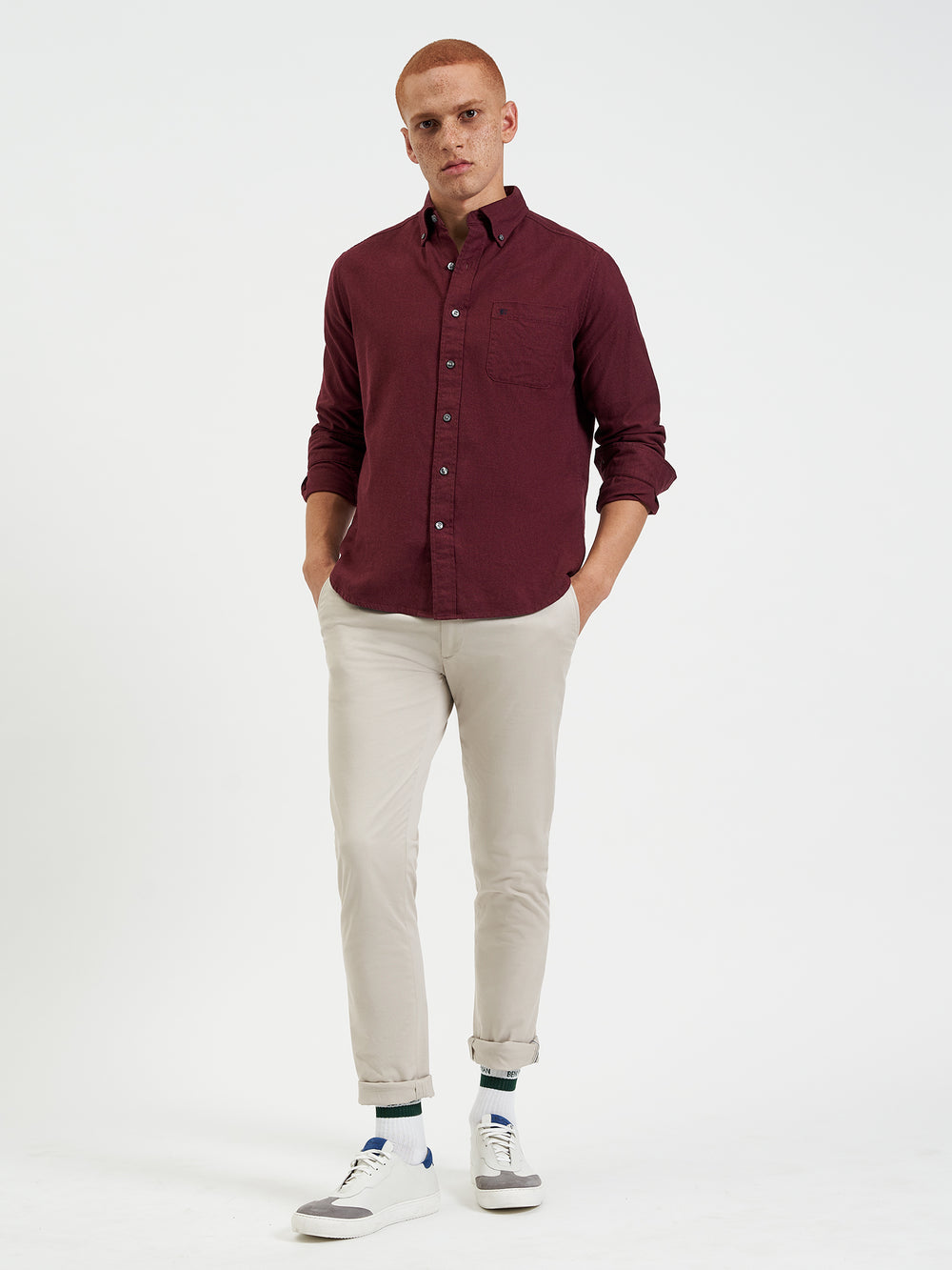 Ben Sherman Uniform Flannel Shirts Burgundy / Navy / Beige | ZRKMTB-082