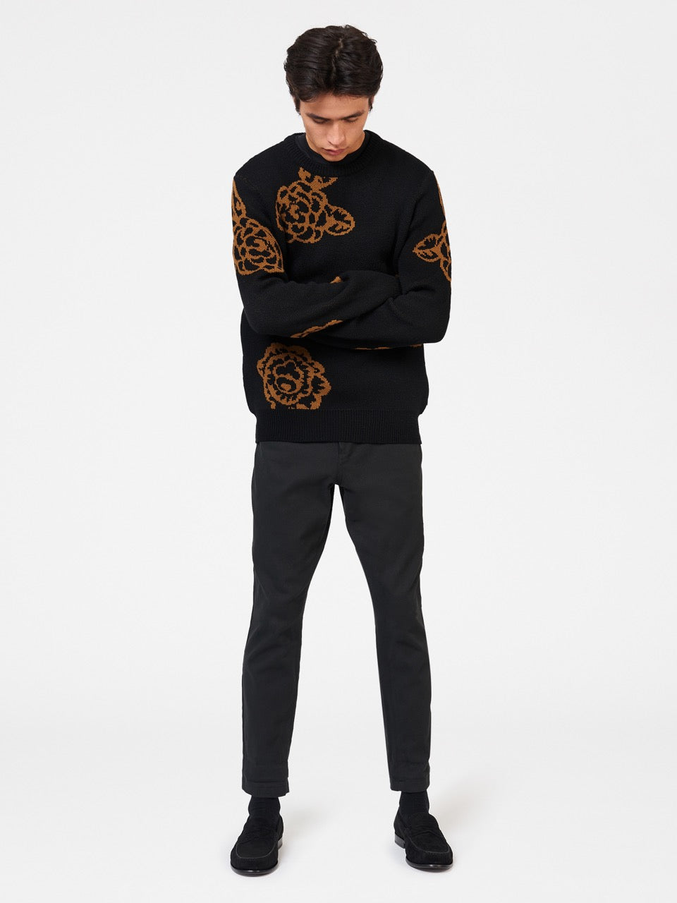 Ben Sherman Winter Floral Knitwear Black | FIQUWJ-409